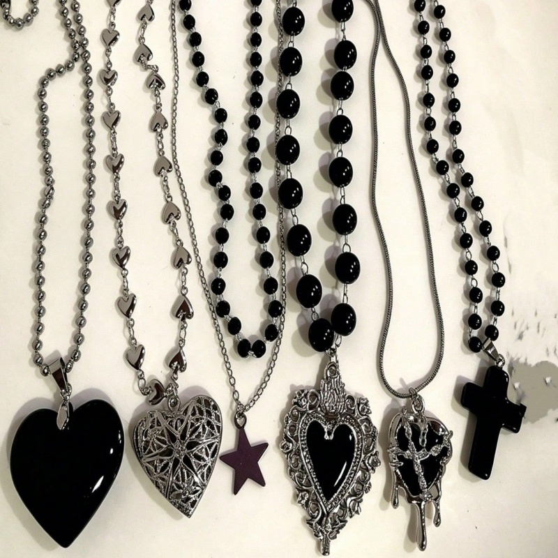 Juego de 6 Collares Góticos en - Layered Pendant Necklace Aesthetic reseña y precio
