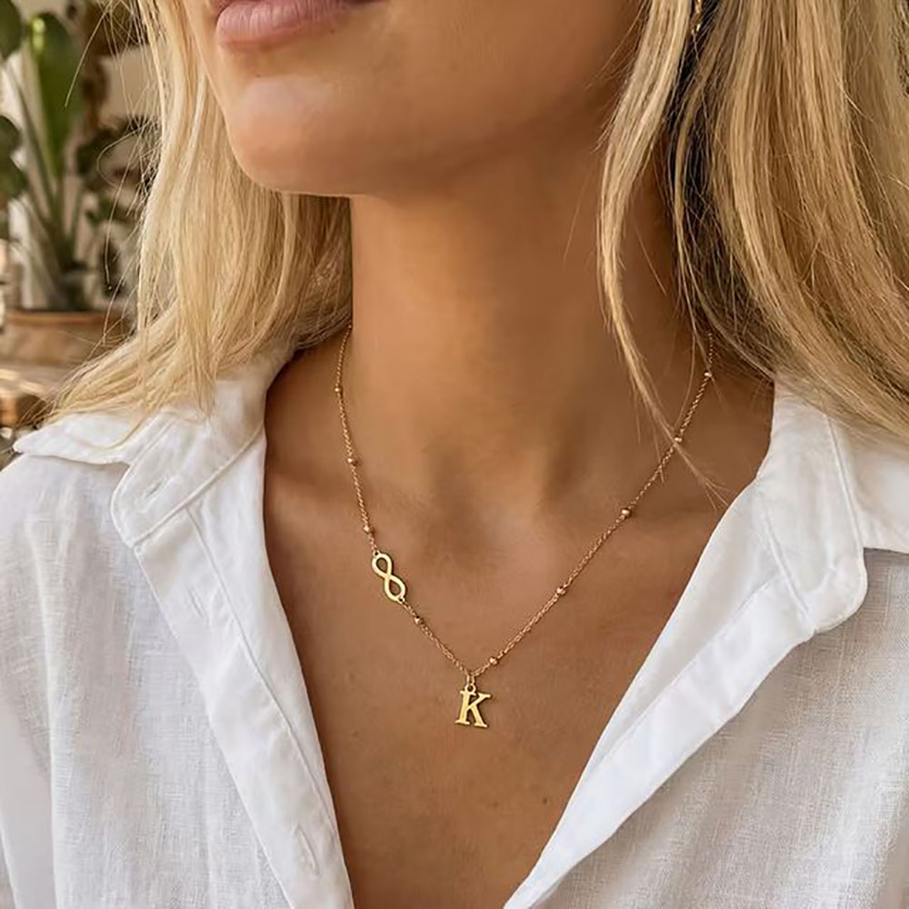 Collar de Cadena con Cuentas y - Initial Letter Necklace 18K Gold reseña y precio