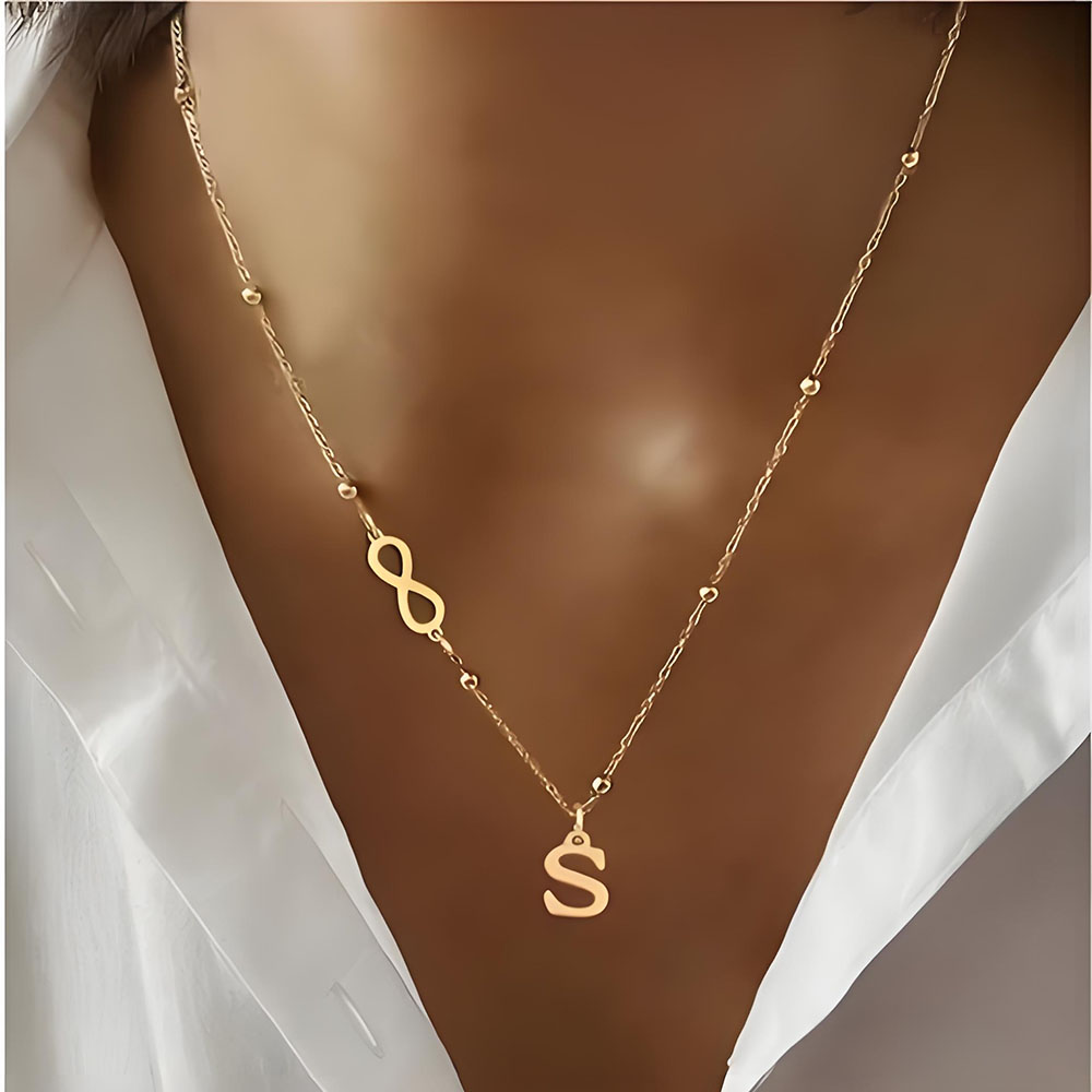 Collar de Cadena con Cuentas y - Initial Letter Necklace 18K Gold reseña y precio