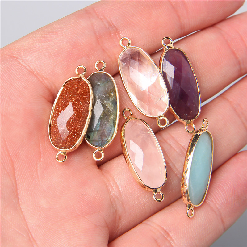 2 uds 10X26mm Natural doble bu - Crystal Pendant Necklace Natural Stone reseña y precio