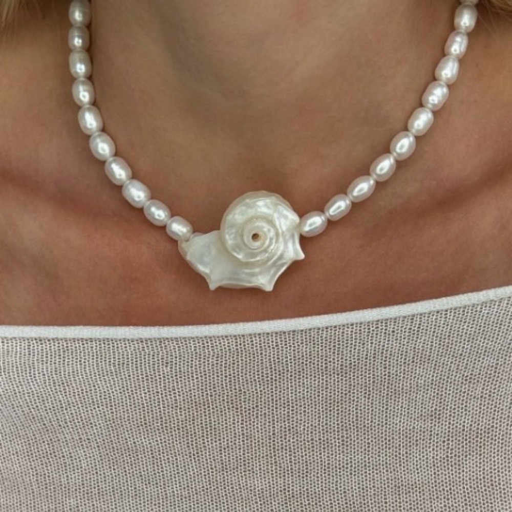 Collar con colgante de concha  - Pearl Choker Necklace Vintage reseña y precio