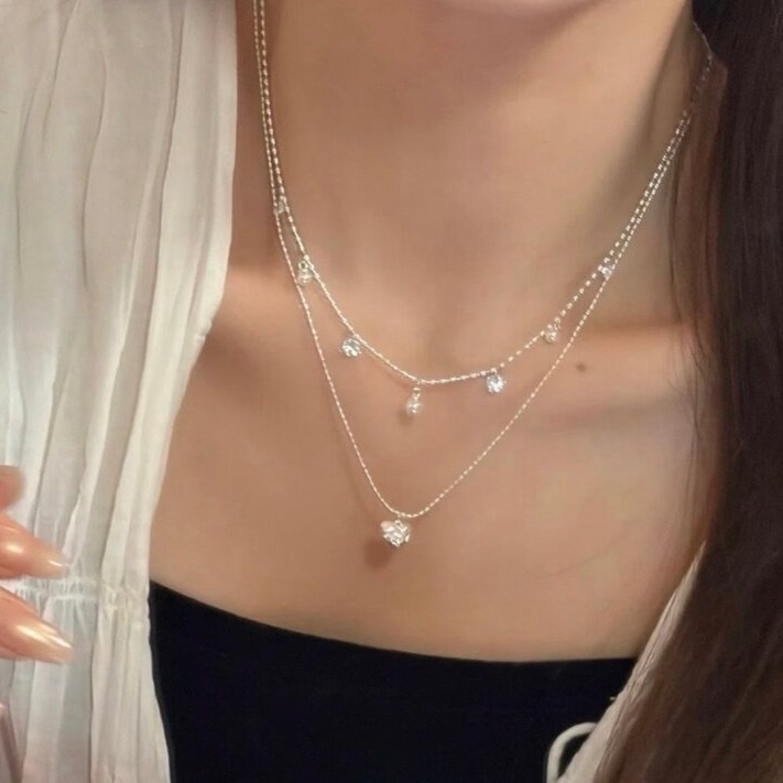 Collar de doble capa con cuent - Layered Pendant Necklace Aesthetic reseña y precio