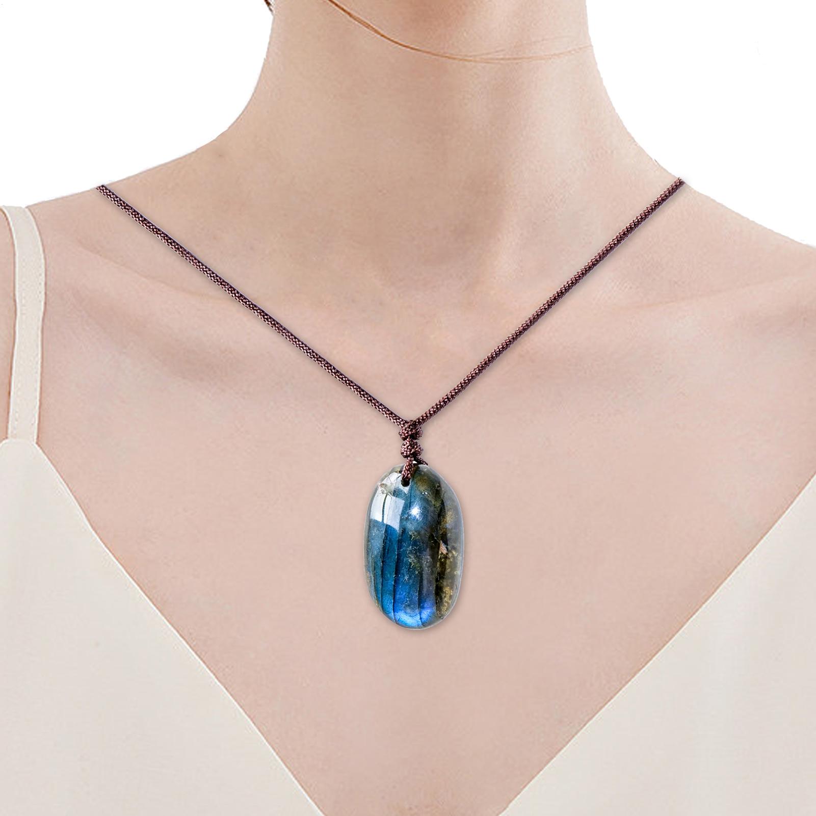 Collares con colgante de labra - Crystal Pendant Necklace Natural Stone reseña y precio