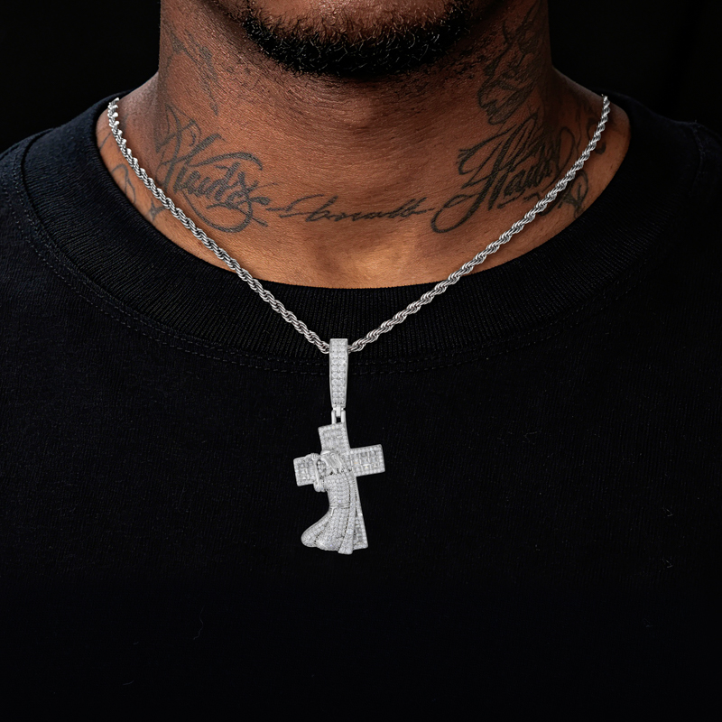 Nuevo colgante de cruz de Jesú - 925 Sterling Silver Chain Necklace Men reseña y precio