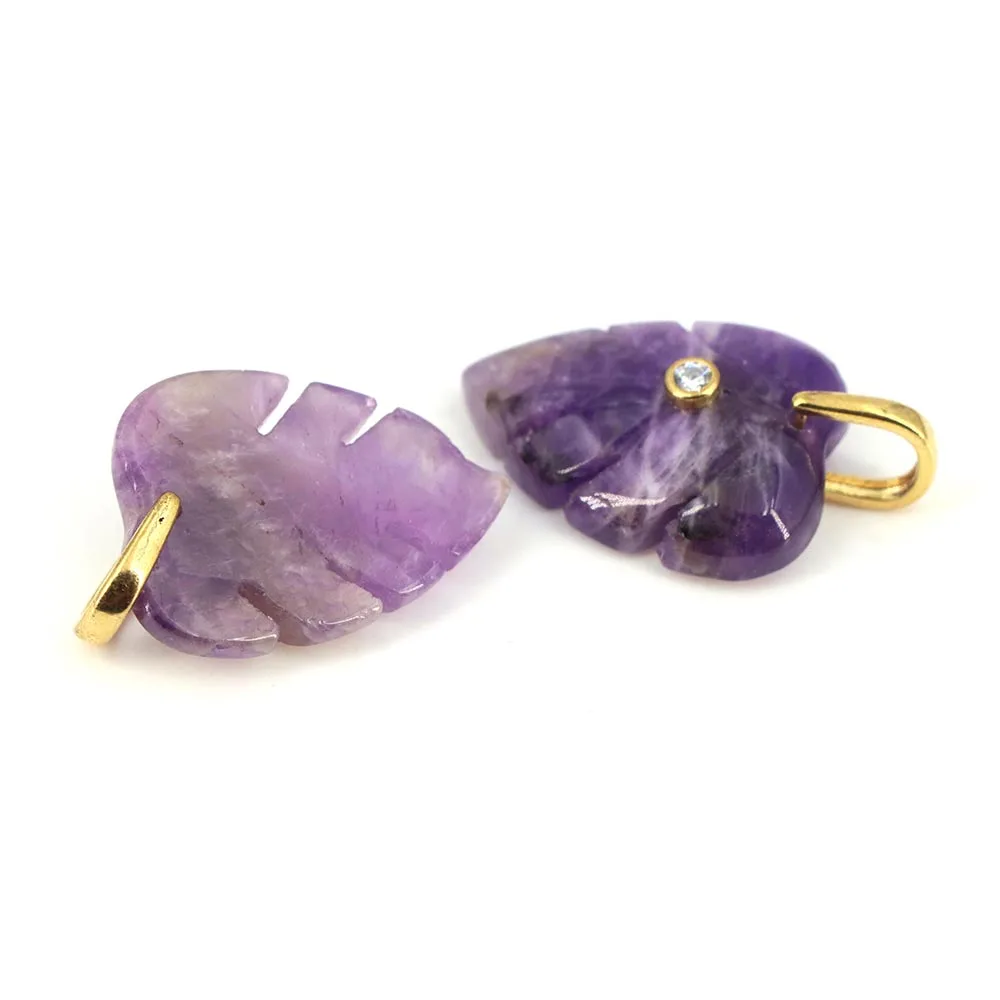 Colgante de Hoja de Cristal Na - Crystal Pendant Necklace Natural Stone reseña y precio