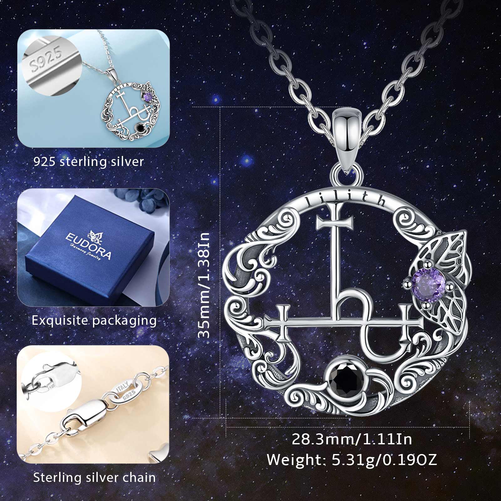 Eudora-collar de plata de ley  - 925 Sterling Silver Chain Necklace Men reseña y precio