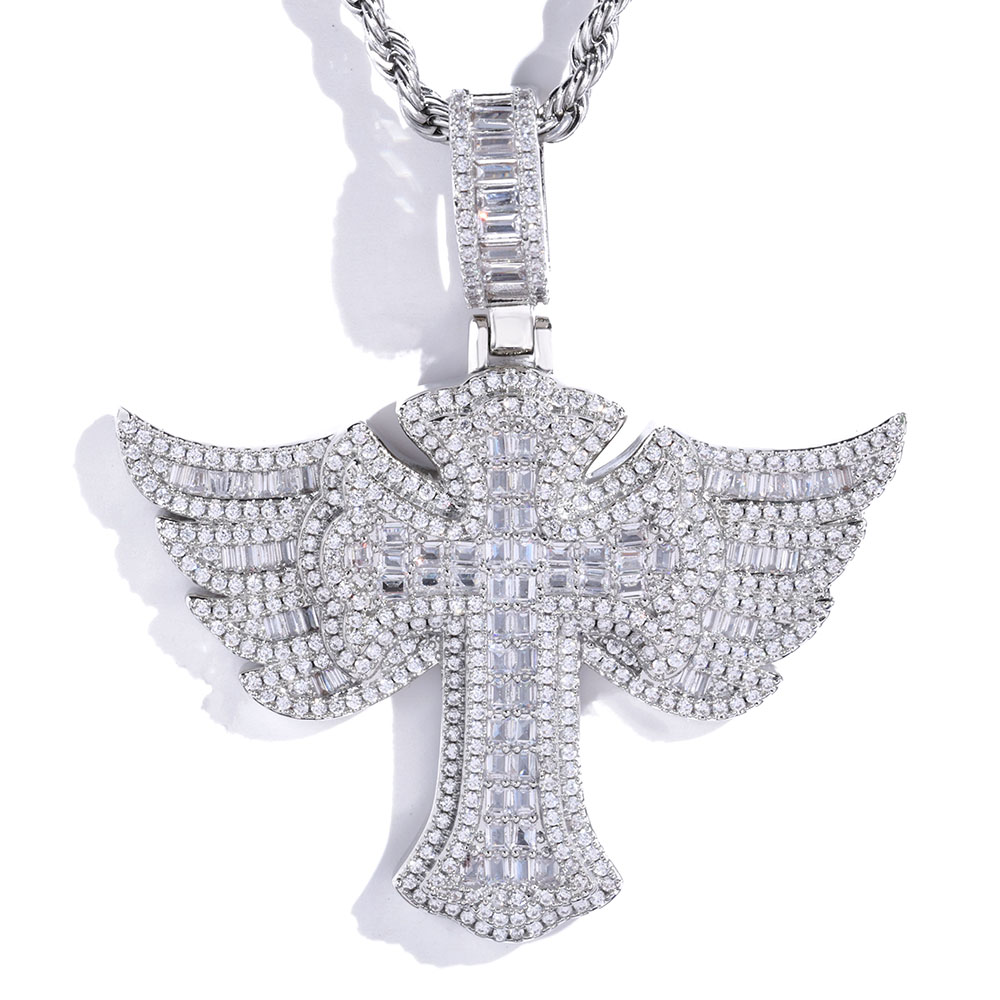 Hip Hop lleno de diamantes cha - Cross Pendant Necklace Gold reseña y precio