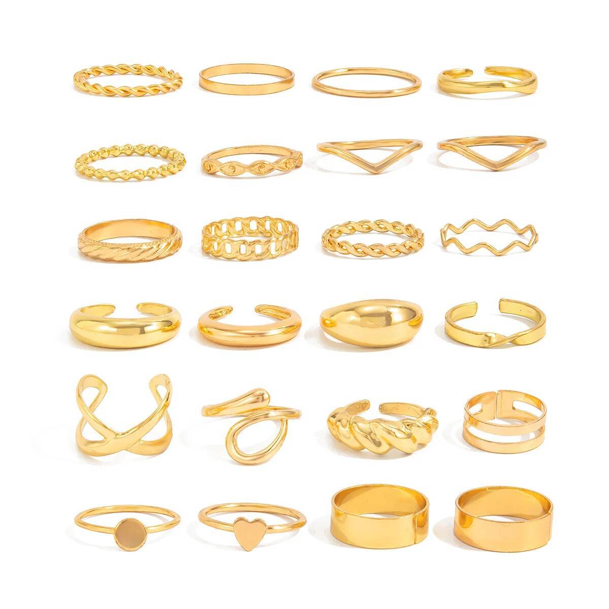 SHIXIN 24 unids/set anillos ab - Vintage Punk Knuckle Rings Set reseña y precio